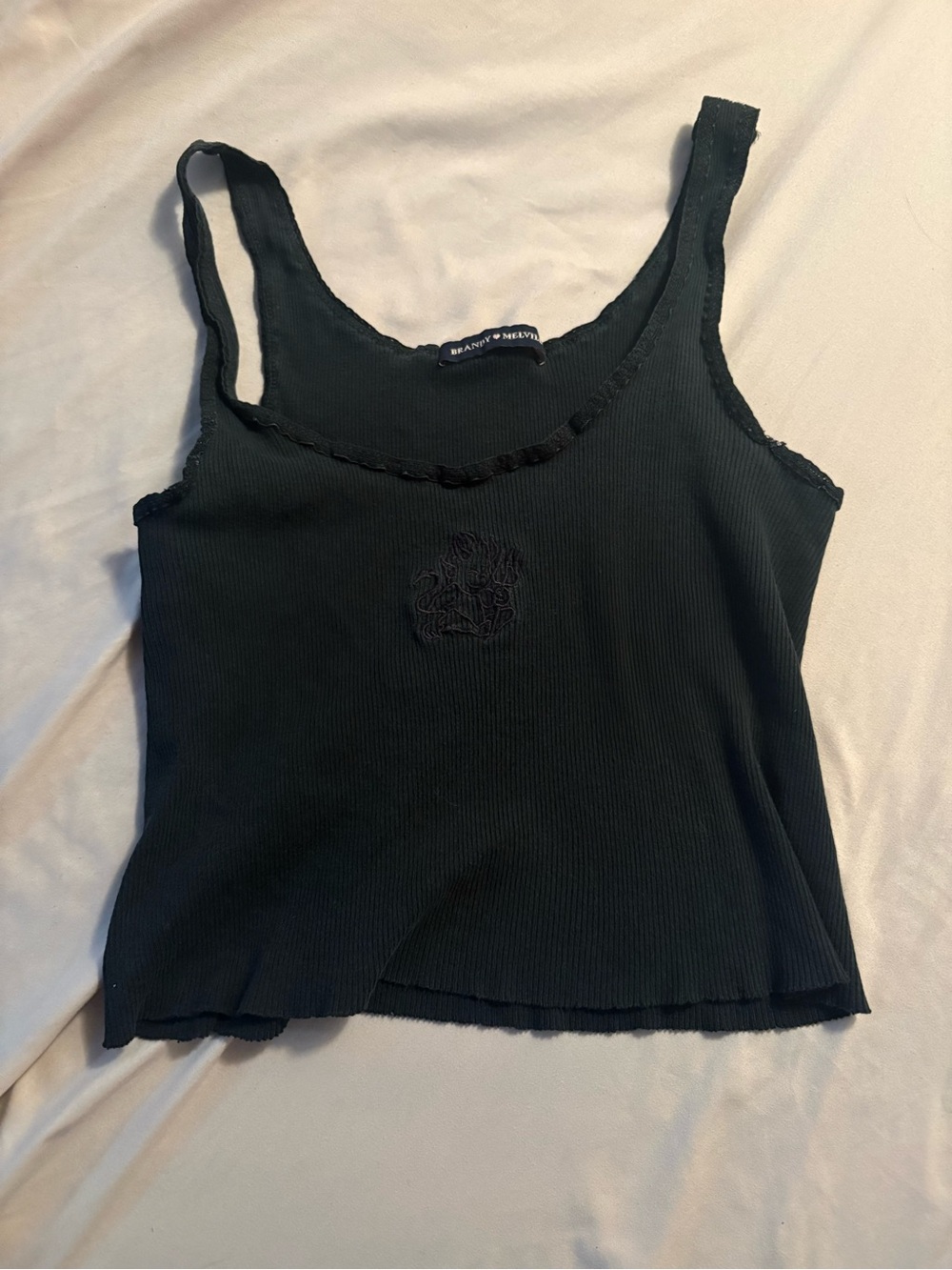 Brandy Melville Ronnie Tank Top With Embroidered Logo